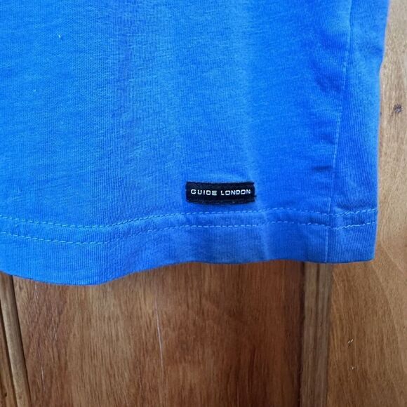 Guide London Men's Polo Shirt Medium Small Preppy Hipster Modern Button Blue - Picture 5 of 6